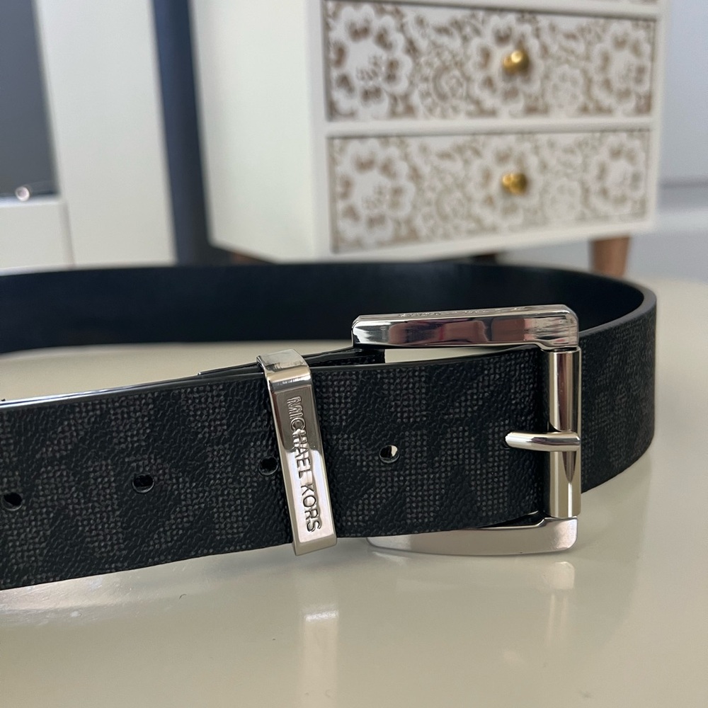 Michael Kors Black Textured Belt